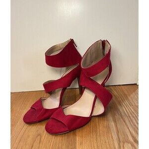 Christian Siriano Shoes Womens Size 9 Red Suede Heels Strappy Sandals Dress
